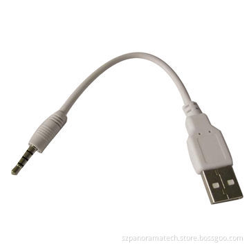 USB A to 3.5mm Cable with Good-quality Full Copper, 3.5-3.8, 15cm, White Color